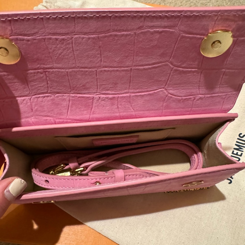 Jacquemus Le chiquito long pink suede croc crossbody - Picture 4 of 5